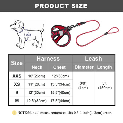 Breathable Dog Harness and Leash Set Reflective Mesh Pet Puppy Harness Vest Lead Leahes Chihuahua Harness for Small Dogs
